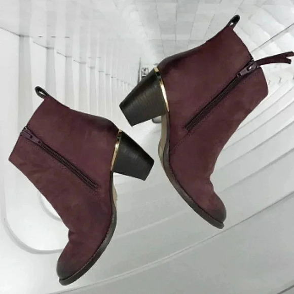 Steve Madden 9 Rider Western Burgundy Burnished Leather Ankle - Picture 6 of 8